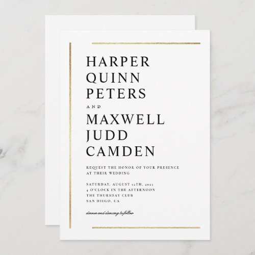 Modern Elegant Black and White Minimalist Wedding Invitation