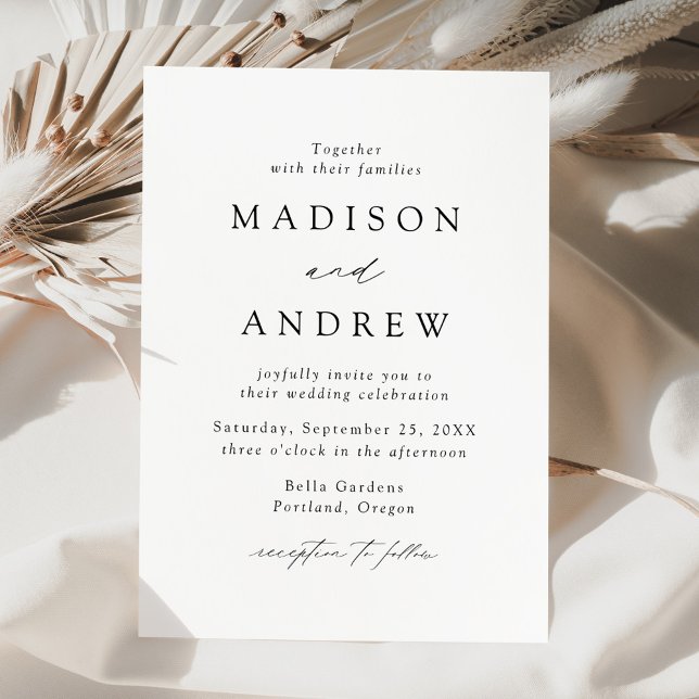 Modern Elegant Black and White Minimalist Wedding Invitation (Creator Uploaded)
