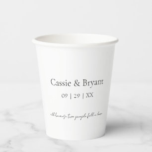 Modern Elegant Black and White Minimalist Wedding Paper Cups