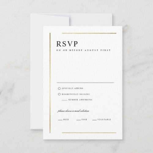 Modern Elegant Black and White Minimalist Wedding RSVP Card