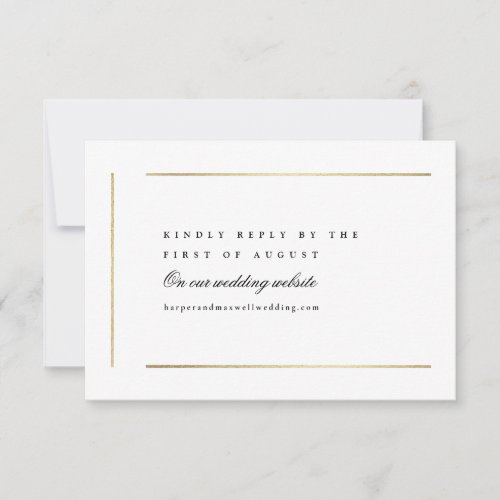 Modern Elegant Black and White Minimalist Wedding RSVP Card