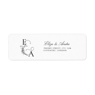 Modern Elegant Black and White Monogram Label