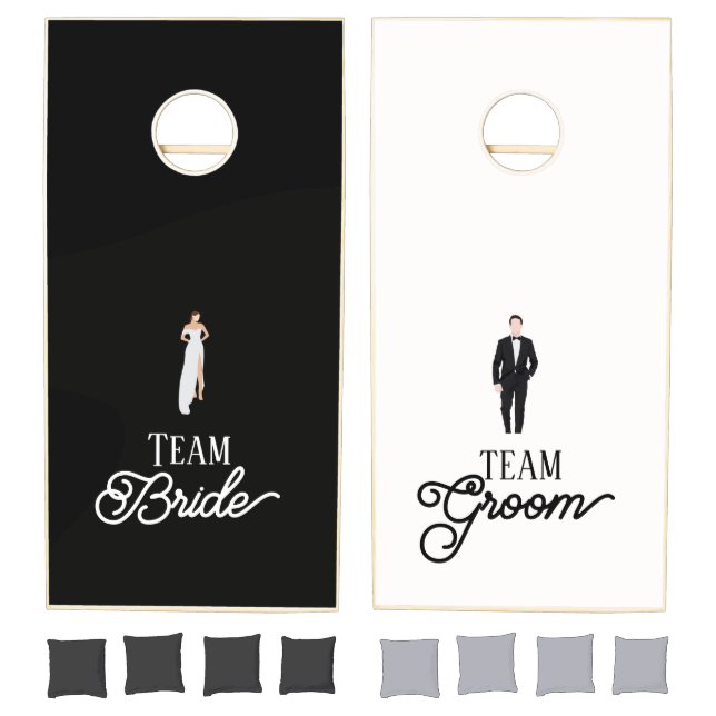 Modern Elegant Black and White Monogram WeddinG Cornhole Set (Set)