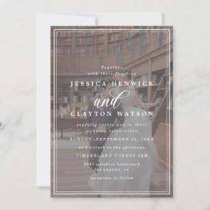 Modern Elegant Black And White Photo Frame Wedding Invitation