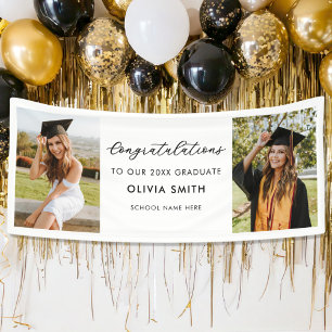 Modern Elegant Black and White Photo Graduation Banner