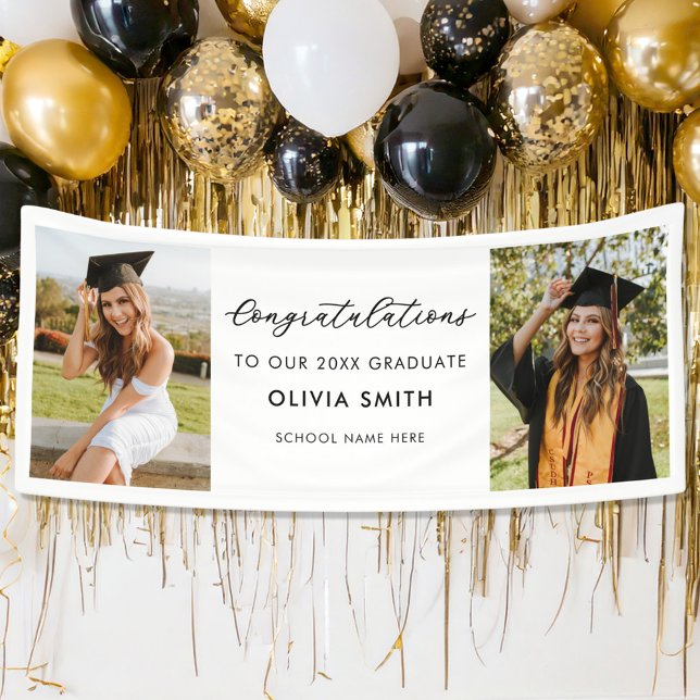 Modern Elegant Black and White Photo Graduation Banner (Creator Uploaded)