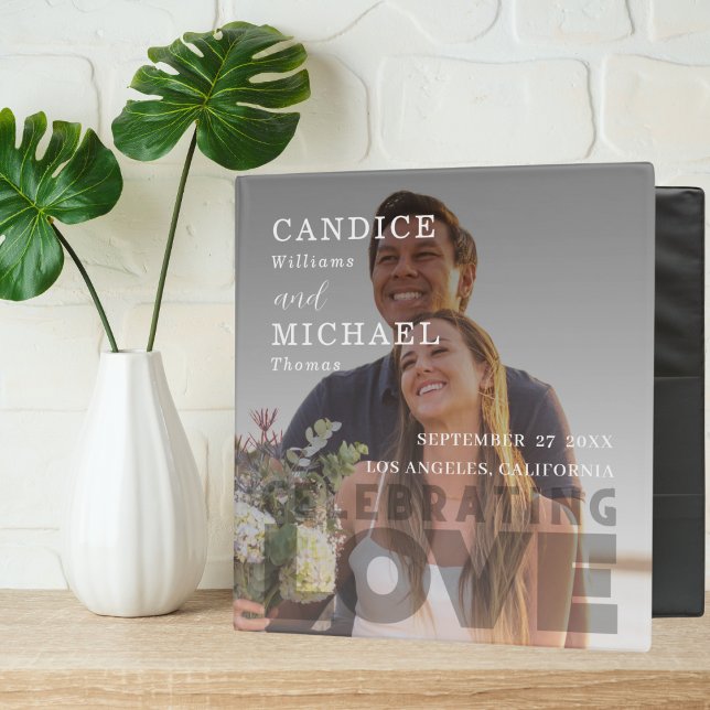 Modern Elegant Black And White Photo Wedding 3 Ring Binder (Creator Uploaded)