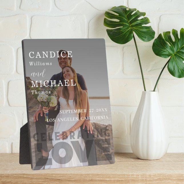 Modern Elegant Black And White Photo Wedding Plaque (Creator Uploaded)