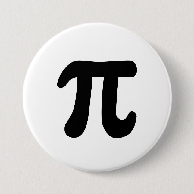 Modern, Elegant, Black and White Pi Symbol Button (Front)