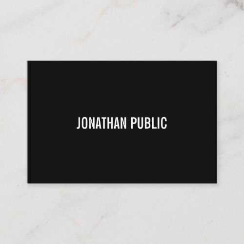 Modern Elegant Black And White Plain Professional Business Card