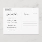 Modern Elegant Black and White Save the Date Postcard (Back)