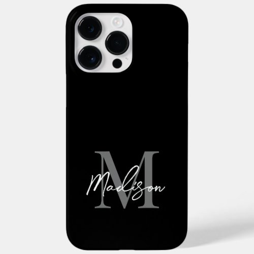 Modern Elegant Black And White Script Monogram Case_Mate iPhone 14 Pro Max Case