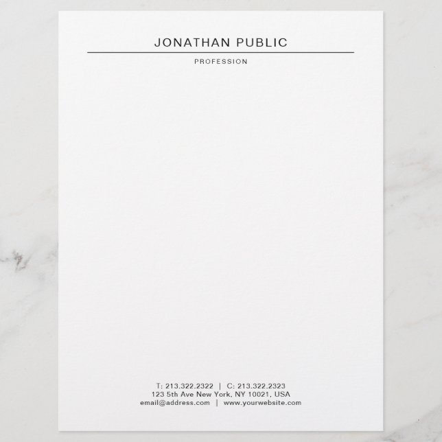 Modern Elegant Black And White Simple Template Letterhead (Front)