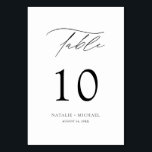 Modern Elegant Black And White Table Ten Wedding Table Number<br><div class="desc">This modern and elegant table number is the perfect addition to your wedding reception. The whimsical typography and black and white color scheme give it a touch of sophistication and style. The hand lettered calligraphy script adds a personal touch to your big day. Simply click "Personalize" to add your own...</div>