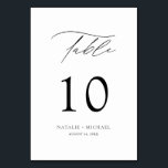 Modern Elegant Black And White Table Ten Wedding Table Number<br><div class="desc">This modern and elegant table number is the perfect addition to your wedding reception. The whimsical typography and black and white color scheme give it a touch of sophistication and style. The hand lettered calligraphy script adds a personal touch to your big day. Simply click "Personalize" to add your own...</div>