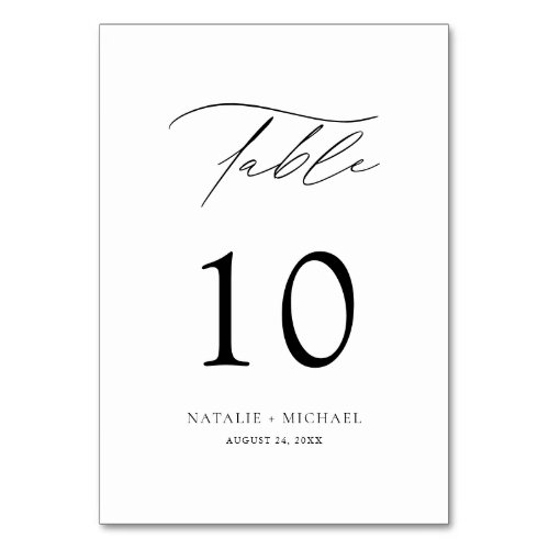 Modern Elegant Black And White Table Ten Wedding Table Number