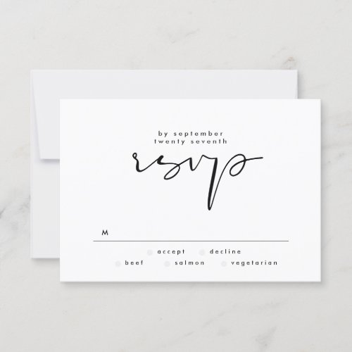 Modern Elegant Black and White Text Wedding RSVP Card
