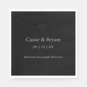 Modern Elegant Black and White Thank You Wedding Napkins