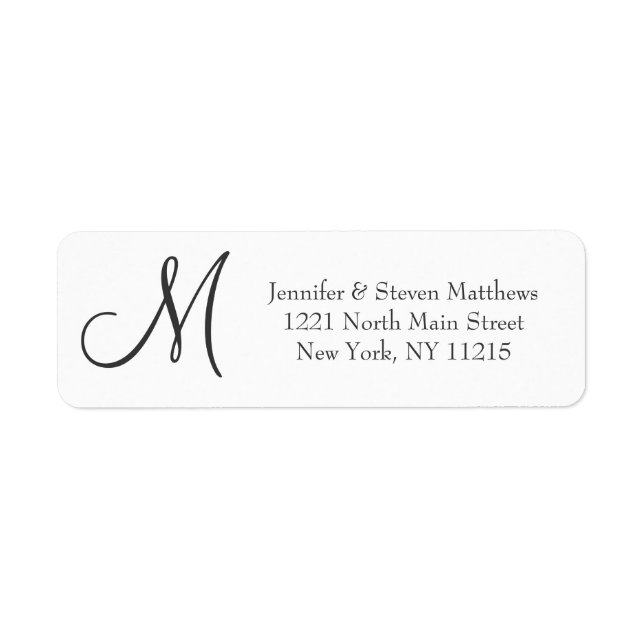 Modern Elegant Black and White Trendy Monogram Label (Front)
