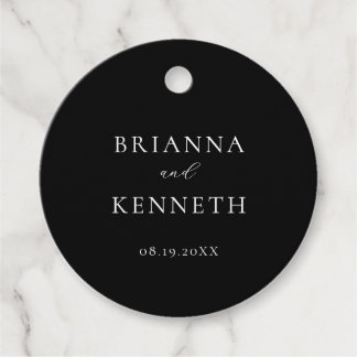 Modern Elegant Black and White Wedding Favor Tags