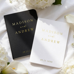 Modern Elegant Black and White Wedding Foil Vow Books