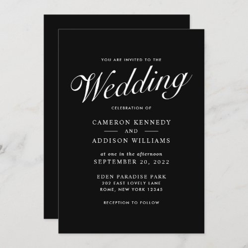 Modern Elegant Black and White Wedding Invitation