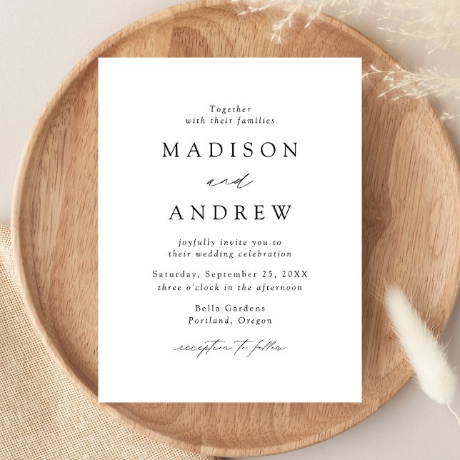 Modern Elegant Black and White Wedding Invitation Postcard (Creator Uploaded)