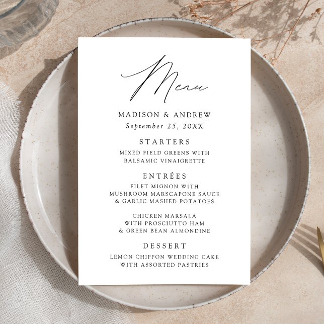 Modern Elegant Black and White Wedding Menu (Creator Uploaded)