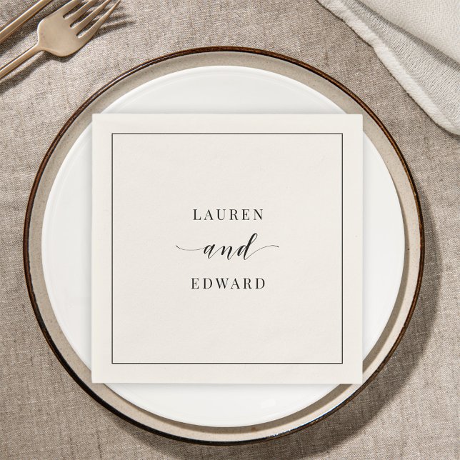 Modern Elegant Black and White Wedding Napkins (Creator Uploaded)