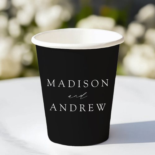 Modern Elegant Black and White Wedding Paper Cups