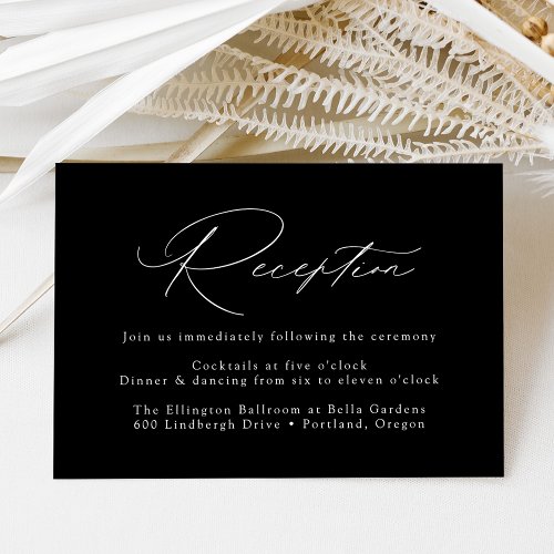 Modern Elegant Black and White Wedding Reception Enclosure Card