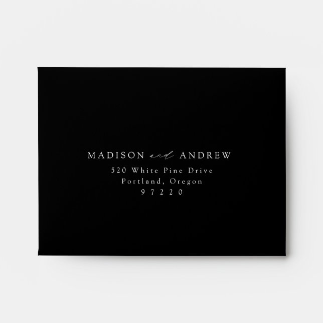 Modern Elegant Black and White Wedding RSVP Envelope (Front)