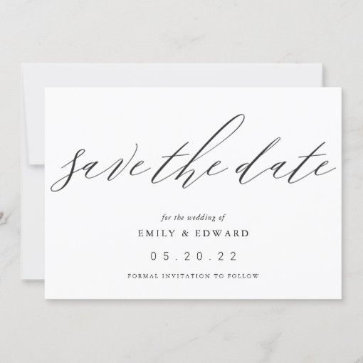 Modern Elegant Black and White Wedding Save The Date | Zazzle