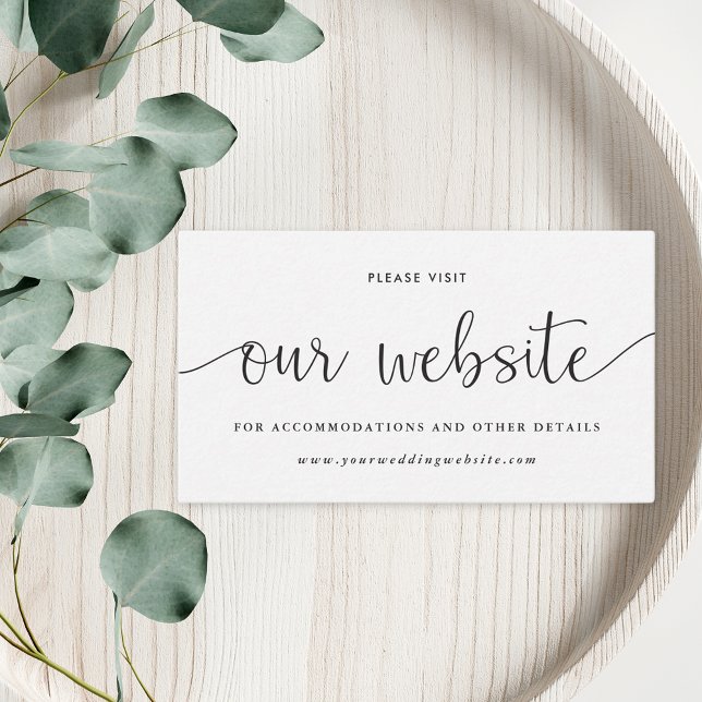 Modern Elegant Black and White Wedding Website Enclosure Card (Creator Uploaded)