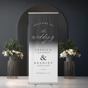 Modern Elegant Black and White Wedding Welcome Retractable Banner