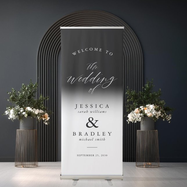 Modern Elegant Black and White Wedding Welcome Retractable Banner (Creator Uploaded)