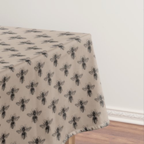 Modern Elegant Black Bee Pattern Tablecloth