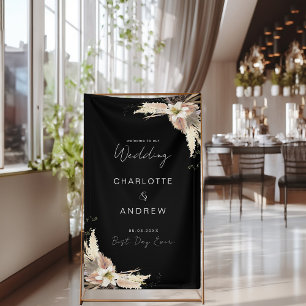 Modern, elegant, black boho wedding  banner