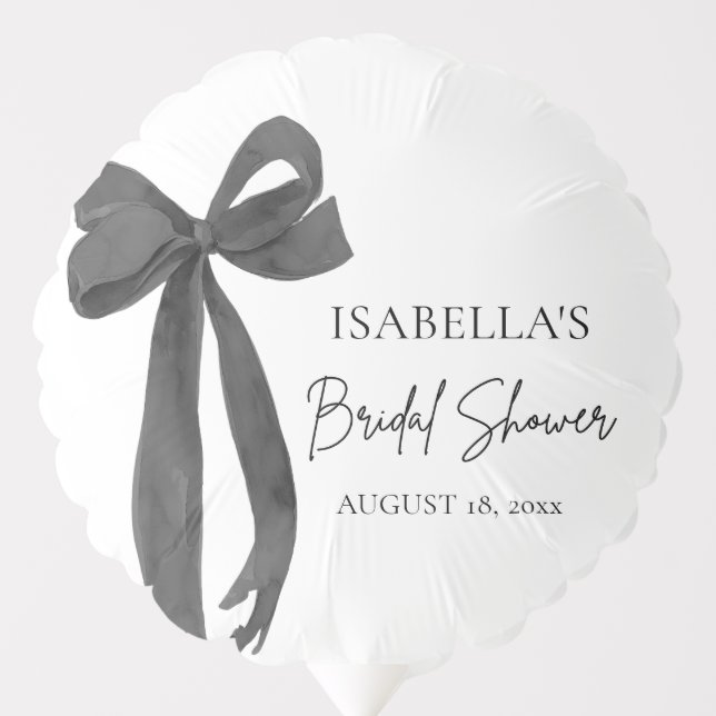 Modern Elegant Black Bow Bridal Shower Photo Balloon (Front)