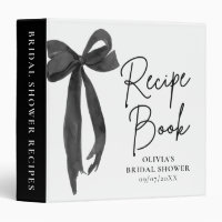Modern Elegant Black Bow Bridal Shower Recipe Book