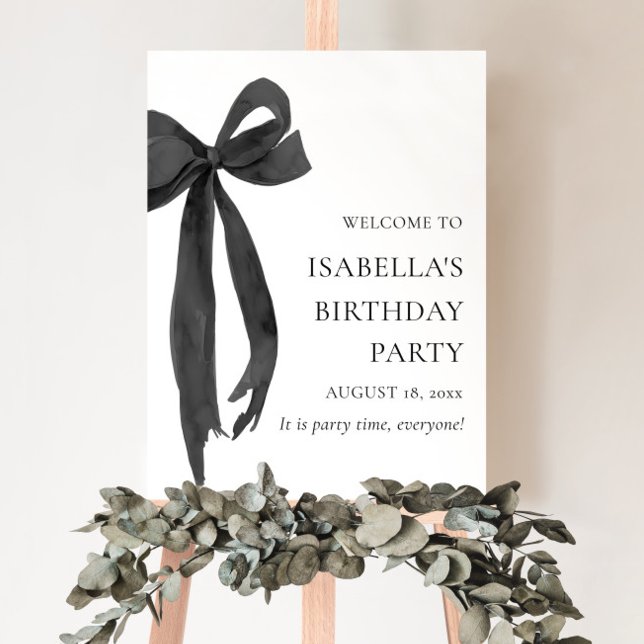 Modern Elegant Black Bow Coquette Birthday Welcome Foam Board (Creator Uploaded)