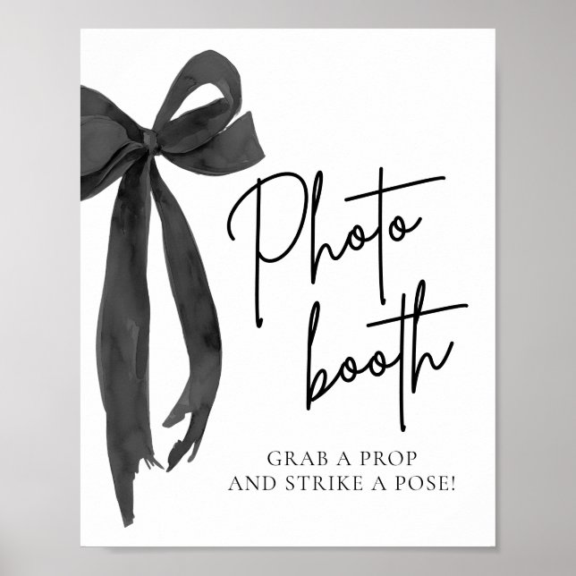 Modern Elegant Black Bow Photo Booth Sign (Front)