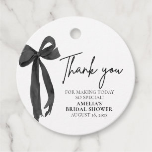 Modern Elegant Black Bow Thank you Bridal Shower Favor Tags