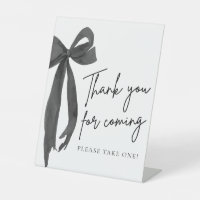 Modern Elegant Black Bow Thank You For Coming Sign