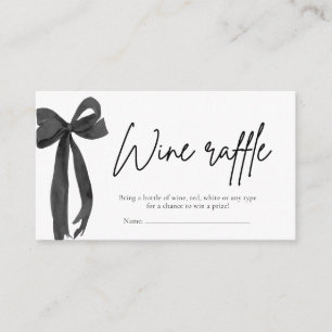 Modern Elegant Black Bow Wine Raffle Game Ticket Enclosure Card