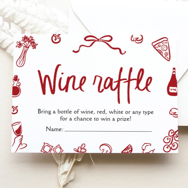 Modern Elegant Black Bow Wine Raffle Game Ticket Invitation (Modern Elegant Black Bow Wine Raffle Game Ticket)