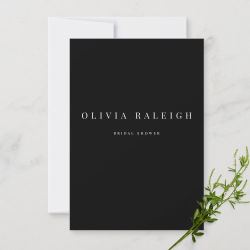 Modern  Elegant Black Bridal Shower Invitation