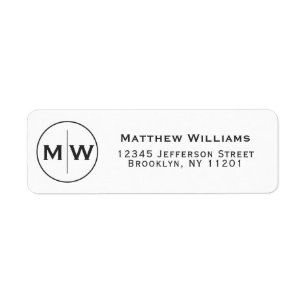 Modern Elegant Black Circle Two Monogram Initial Label