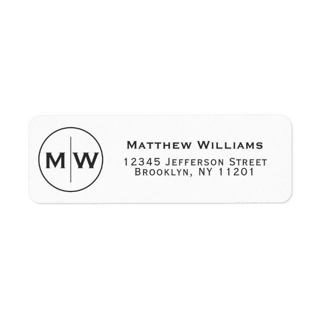Modern Elegant Black Circle Two Monogram Initial Label (Front)