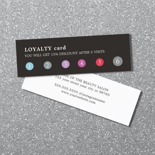 Modern Elegant Black Colorful Punch Beauty Salon Loyalty Card